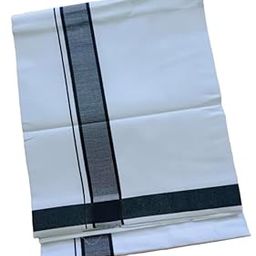 100% Pure Cotton White Dhoti With Canal Border For Men's, Size-4 meters-picture-35