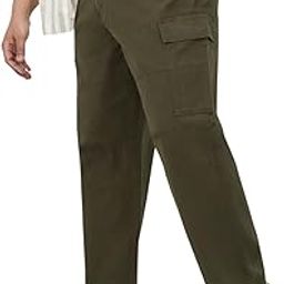Men's Loose Baggy Fit Solid Cargo Chino Trouser Pant with 6 Pockets Non-Stretchable-picture-22