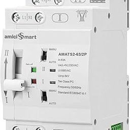 amiciSmart 63A Dual Power Automatic Control Transfer Switch, 230VAC Single-Phase Changeover Switch-7