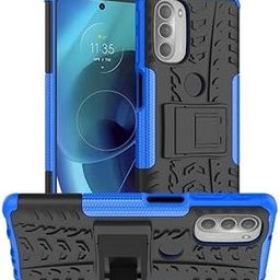 OneLike Shockproof Heavy Duty Hard Rugged Armor Dual Layer Hybrid Kickstand Protective Back Cover for Motorola Moto G51 5G - (Dazzle Tire, Blue)-image-52
