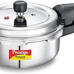 Prestige 3L Svachh Deluxe Alpha stainless steel Pressure Cooker|Outer lid|3-4 personsl|Deep lid for spillage control|Gas & induction compatible|Controlled GasketRelease System|Silver|10 years warranty-10