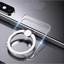 BeFunky Transparent Phone Ring Stand Holder Mobile Phone Ring Holder Finger Grip 360 Degree Rotation (Bling Silver Transparent Square)-image-98