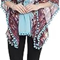 Blue Tropical Sunset Kaftan Top Beachwear Bikini Coverup with Adjustable Drawstring Free Size-96