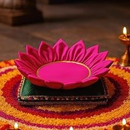 Decorative Lotus Flower Kamal asam, Pink and Green, 18 x 18 inches, Traditional Tassels-image-15