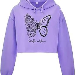 NinfinWomen and Girls Crop Hoodie,Butterflyninfin,Purple for Winters-image-96