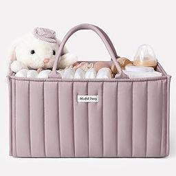 Blissful Diary Baby Diaper Caddy Organizer, Baby Shower Basket for Girls, Gift for Newborn Essentials, Baby Registry Must Have, Stylish Baby Basket for Changing Table Car Travel - Mauve Pink-image-96