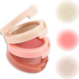 3-in-1 Makeup Palette with Shimmer Highlighter and Matte Blush, Pink and Coral Shades-14