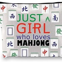XYANFA Mahjong Makeup Bag Mah Jongg Gift Gambling Gifts For Women Mahjong Lover Gift Mahjong Player Zipper Pouch, GIRL WHO LOVES MAHJONG, Fashion-image-22