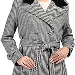 honnete Women Check Double Breasted Regulat fit Coat with Belt for Winter Fashion-picture-34
