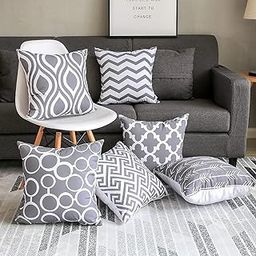 MODERN HOMES Cotton Designer Decorative Throw Pillow Covers/Cushion Covers (Grey, 16x16 inches) - Set of 6, 1000 GSM-14