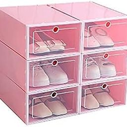 Cpixen Plastic Foldable Shoe Box, Clear Shoe Organizer, Under Bed Shoe Storage Containers, Space Saving Shoe Boxes For Entryway, Closet, Drop Front (Pack Of 6) Multicolor-19
