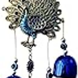 GJ Decorative Wind Chime with Blue Bells and Evil Eye, Hanging Home Decor (Peacock)-image-69
