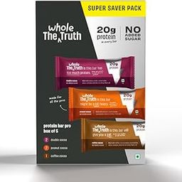 The Whole Truth - High Protein All in One 20g Protein Bar - Pack of 5 x 67g each - No Added Sugar - No Preservatives - No Artificial Flavours - All Natural-32