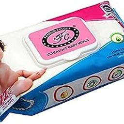 FASHION COLOUR Ultrasoft Baby Wipes | 75 Wipes/Pack | 100% Alcohol Free | Enriched with Vitamin E & Aloe Vera | Paraben Free| Prevents Rashes | Safe & Gentle | Pack of 1-9