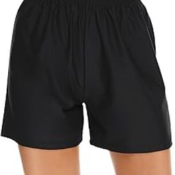 Women's Swim Shorts High Waisted Bathing Suit Bottoms Swimsuit Board Shorts Swimwear Tankini Boy Shorts, Black, 3X-Large-image-62