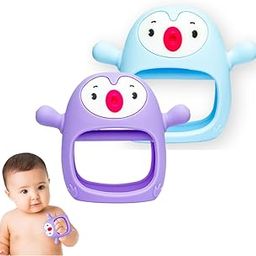 SHALLWIN Silicone Wearable Teether For 6 To 12 Months Baby (Penguin) Suitable For Infants, Never Drop, Baby Teether, Bpa Free, Pain Relief Baby Toys And Baby Pacifier (Blue & Purple-Pack Of 2)-image-11