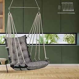 Patiofy Cotton Jhula for Home and Adults - Swing for Balcony - Weight Capacity Up to 150Kgs (Grey), 40 Cm-image-65