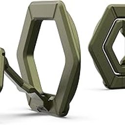 Urban Armor Gear UAG Magnetic Phone Ring Stand Compatible with Mag-Safe Magnet, Removable Metal Finger Ring Grip & 360 Rotation Adjustable Kickstand for iPhone 16/15/14/13, Galaxy S24/S23 -Olive Drab-10