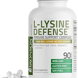 L-Lysine Defense Immune Support Complex 1500 MG L-Lysine Plus Olive Leaf, Garlic, Vitamin C and Zinc - Non-GMO, 90 Vegetarian Capsules-image-63