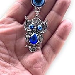 Blue Beads Silver and Blue Crystal Evil Eye Keychain for Bike/Car Gifting with Key Ring Anti-Rust (Pack of 1)-image-28