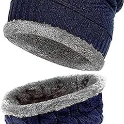 ROKTRY Snow Proof Winter Cap for Men Inside Fur Wool Unisex Beanie Cap with Neck Warmer Set Knit Hat Thick Fleece Lined Winter Hat for Men & Women-image-71