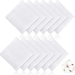 12 Pcs Men's Handkerchiefs, 100% Soft Cotton White Handkerchiefs for Men, Classic Reusable Pocket Hankies-picture-10