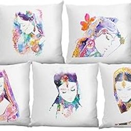 Art Girlish Theme Printed Cushion Cover (12x12 Inches)(Pack of 5)-image-48