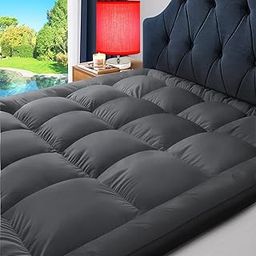 Lavy Laxurious Microfiber 800 GSM Mattress Topper in Baffle Box Design for Back Pan Relief - Double Bed - 72'x72'Inch (Grey)-image-65