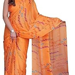 Women's Chiffon Geometric Printed Saree with Blouse Piece-30