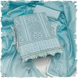 sidhidata Women's Poly Cotton Embroidery Work Unstitched Salwar Suit Dress Material With Embroidered Dupatta (DM Devika_Free Size)-picture-40