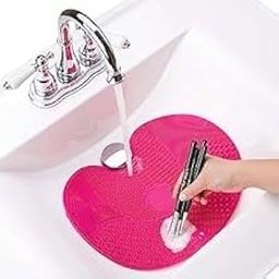 BuyLift Silicone Makeup Brush Cleaning Mat||Cosmetic Spa Brush Cleaning Mat Portable Washing Tool Scrubber with Suction Cup|| Makeup Brush Cleaner||-image-0