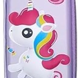 NSTECH Unique Unicorn Pencil 3D Big Embossed Large Capacity Pouch Cartoon Design Theme Pouch Pencils Box Smooth Zipper Large Capacity for Girls School Light Purple-image-60