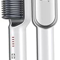 KTEIN Hair Straightener Brush - Anti-Scalding, Fast Heating, Adjustable Temperature, 360° Rotatable Cable, Shock Proof, 220/240V-24