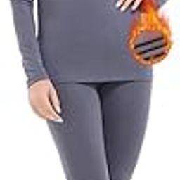 Thermal Underwear for Women Ultra Soft Fleece Lined Long Johns Set Top & Pants Base Layer Set Dark Grey M-image-77