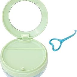 Braces Storage Box with Mirror Portable for Retainer Cleaning Women Teenager Green | Denture Care-picture-15