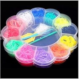 KRAFTMASTERS® Rainbow Color Rubber Bands DIY Set, Bracelet Making Kit for Girls/Women Include Rubber Bands, Hooks, Clips Loom Band Kit (Flower Shape)-image-4