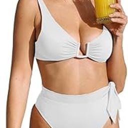 Womens Sexy U Wired Ruched Push Up Bikini Tummy Control High Waisted Swimsuits 2 Piece-image-85