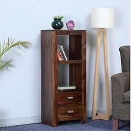 Jyoti Furniture Sheesham Wood Book Rack Shelf Storage Display Unit Cabinet for Living Room Study Room Home (Teak Finish)-image-63