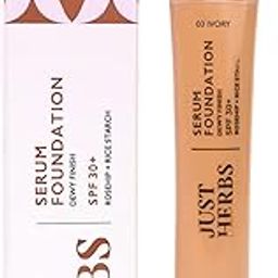 Just Herbs Serum Foundation for Face Makeup with SPF30+ Dewy Finish Full Coverage Makeup Foundation For All Skin Types 20 ml (Ivory)-12