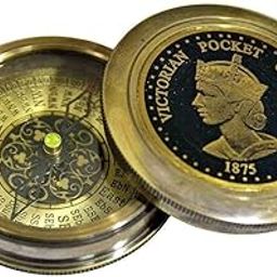 Nautical Queen Victorian Pocket Compass Vintage Style Tabletop Decorative Purpose Collectible Gift for Outdoor, Hiking, Camping Maritime Vintage Flat Compass Direction Finder Compass-image-43