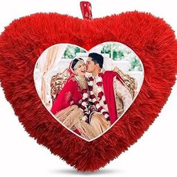 Fur Personalized Gift Photo Cushion for Boyfriend Girlfriend Husband Wife on Occasions Valentine's Day Birthday Anniversary Special Love Gift Heart 15x17 inch, Red (PC39)-image-29