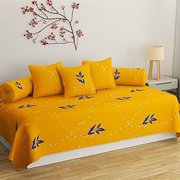 YaAkholic Supersoft Microfiber Designer Diwan Set (6 Pieces, Yellow, Standard Size)-image-33