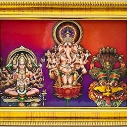 Panchmukhi Hanuman Drishti Ganapathi for Home Entrance Hanging Subha Nazar Ganapathy | Religious God Photo Frame with Hook (Golden L, 6 x 8 inch)-22