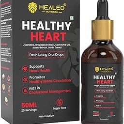 Healeo Healthy Heart Drops 50ml – Fast-Acting Liquid Supplement with CoQ10, Arjuna, Grapeseed Extract, L-Carnitine – Supports Cholesterol, Blood Pressure & Circulation, No Sugar, Non-GMO-image-23