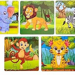 Wooden Animal Puzzle for Toddlers | Jigsaw Puzzle for Kids Above 3+ | Preschool Learning Toys for Boys & Girls | Travel Friendly | Gifts for Kids | Montessori Games | Pack of 5 with Storage Bag-image-38