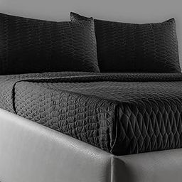SPREAD SPAIN Crystal Microfiber Bedcover Day and Night King Size Bedcover with 2 Pillow Cover, Bedcover for Double Bed 90” x 108” Inch - Moonless Night-image-89