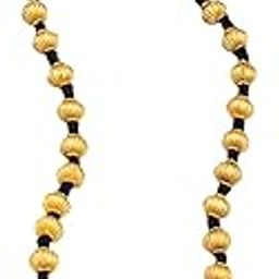 30 Inch Long Metallic Gold Dipped Balls (Which Have A Unique Ribbed Design Or Grooves) The Beads Are Handwoven In Black Cotton Thread For Womens-image-31