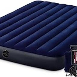 VWretails Polyvinyl Chloride (Pvc) Classics Downy Queen Size Inflatable Airbed For Indoor And Outdoor Use- Air Pump Included (64765), Queen (U.K. Standard), Blue-23