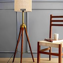 Wooden Tripod Adjustable Floor Lamp for Living Room, Home Decoration, Pack of Lamp in Jute Shade-13