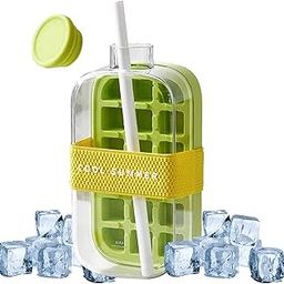 800ML Ice Cube Bottle, 18-Cell Large Ice Cube Box for Freezer with Band Straw, Green Ice Cube Bottle Perfect for Summer Cooling at Home or Outdoors-image-62